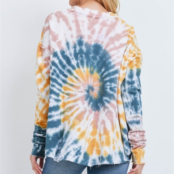 TEAL MUSTARD TIE DYE TOP - Picture 5 of 5